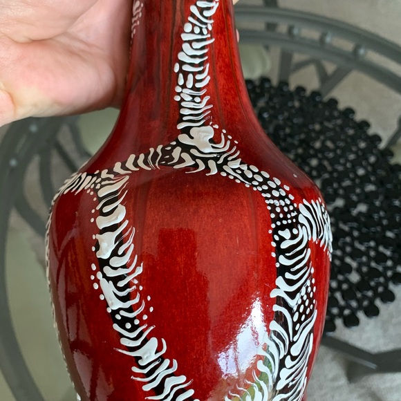 Hand painted one of a kind ceramic, wood vase. New - Picture 7 of 9